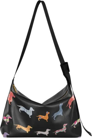 Cute Dog Bulldog PU Leather Hobo Purse Women's Large Purse Luxury Animal Print Simple Shoulder Bag
