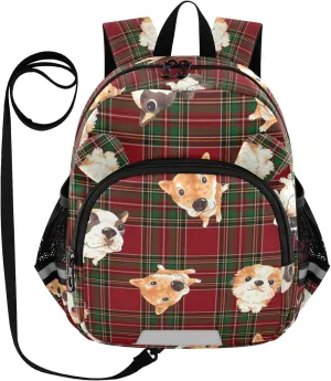 Cute Dogs and Checks Little Kid Toddler Backpack Baby Boys Girls Kindergarten Pre School Bags Cute Cartoon Backpacks for children