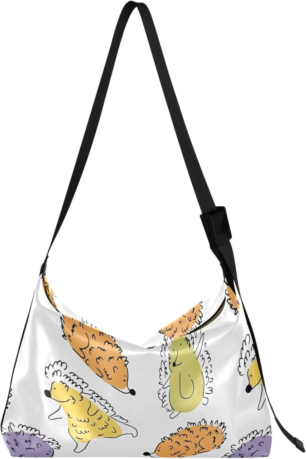 Cute Doodle Hedgehogs Colorful Hobo Leather Purses for Women Large Crossbody Purse Animal Print Women Hobo Handbags