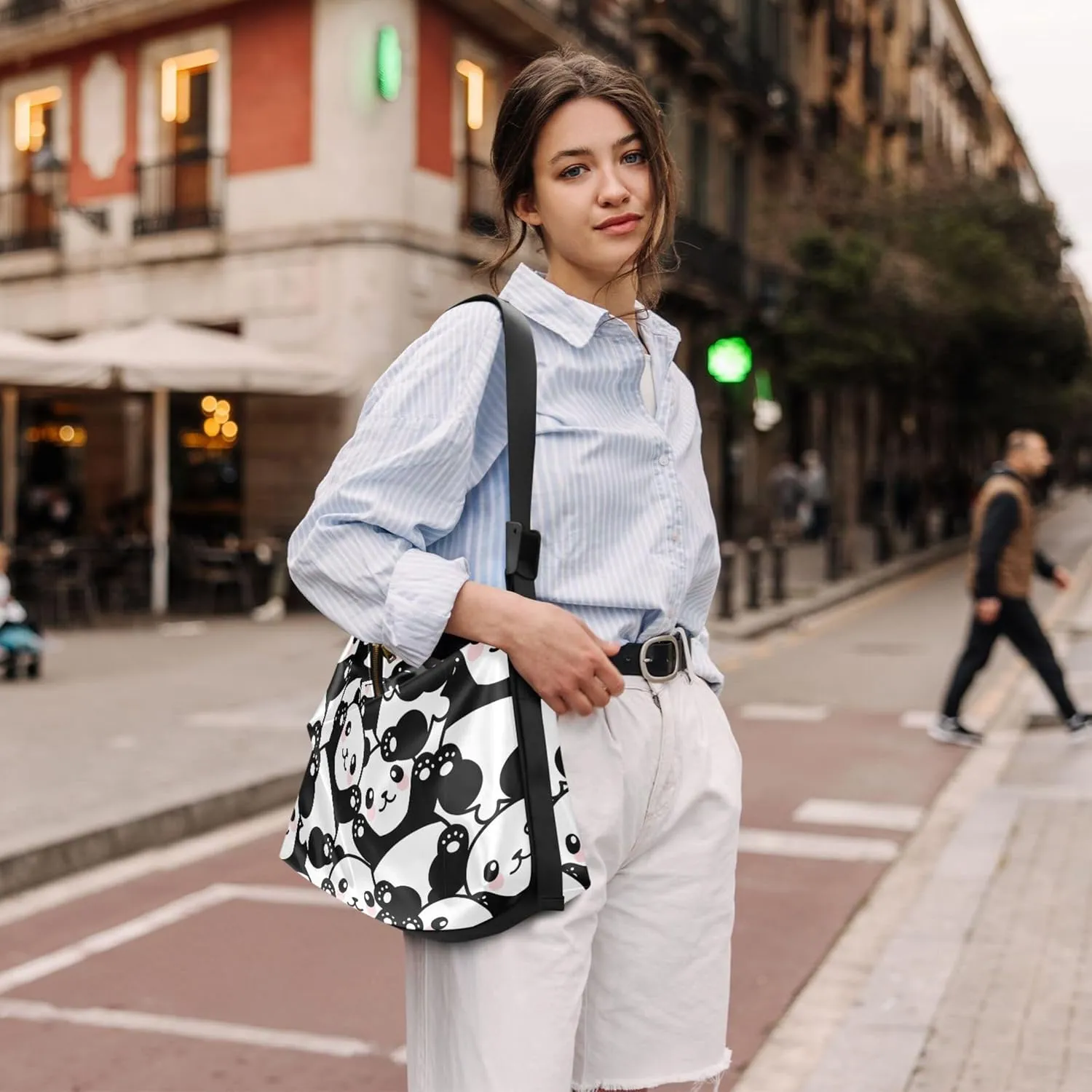 Cute Great White Shark Soft Leather Handbags Hobo Women's Large Purse Design Animal Print Shoulder Purse Bag