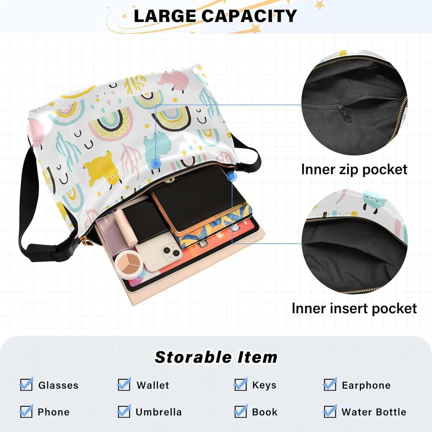 Cute Panda Bear Black White Women PU Leather Hobo Bag Large Womens Purse Colorful Animal Print Shoulder Bag Purse