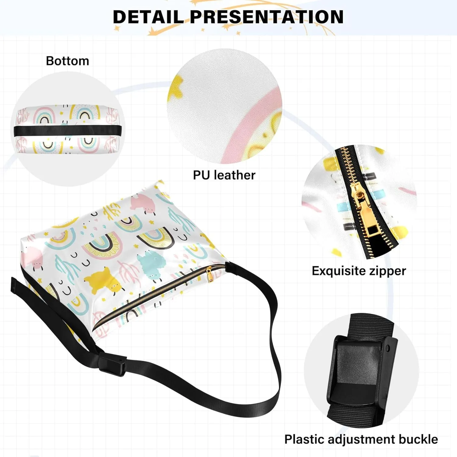 Cute Panda Bear Black White Women PU Leather Hobo Bag Large Womens Purse Colorful Animal Print Shoulder Bag Purse
