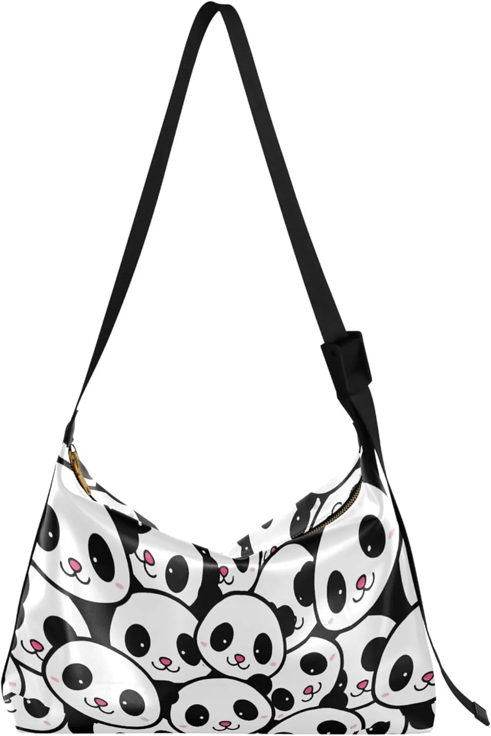 Cute Panda Bear Black White Women PU Leather Hobo Bag Large Womens Purse Colorful Animal Print Shoulder Bag Purse