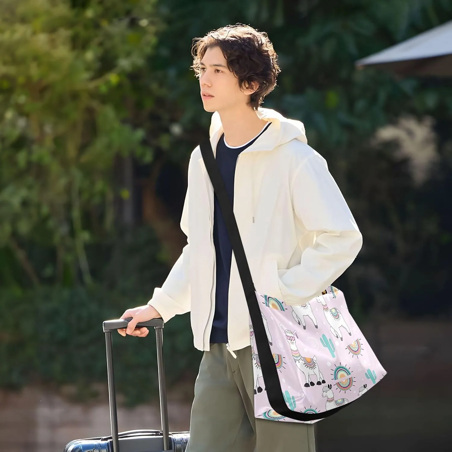 Cute Unicorn Llama Alpaca Blue Ladies Leather Purses Hobo Leather Purse Men Pattern Animal Print Crossbody Hobo Bags