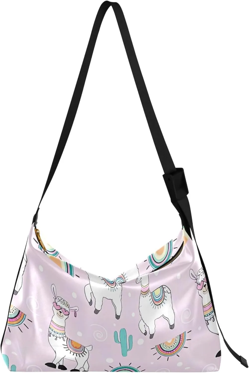 Cute Unicorn Llama Alpaca Blue Ladies Leather Purses Hobo Leather Purse Men Pattern Animal Print Crossbody Hobo Bags