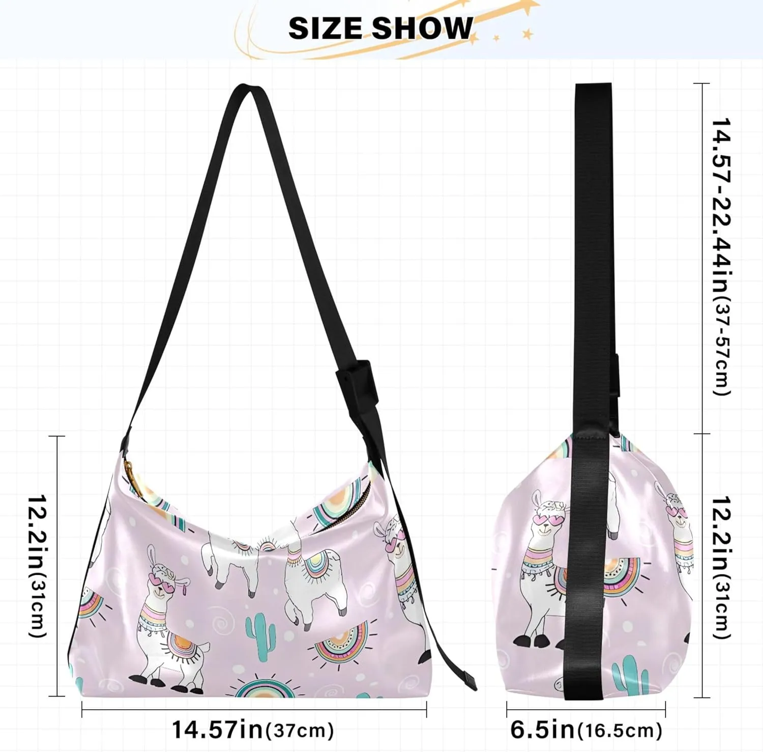 Cute Unicorn Llama Alpaca Blue Ladies Leather Purses Hobo Leather Purse Men Pattern Animal Print Crossbody Hobo Bags