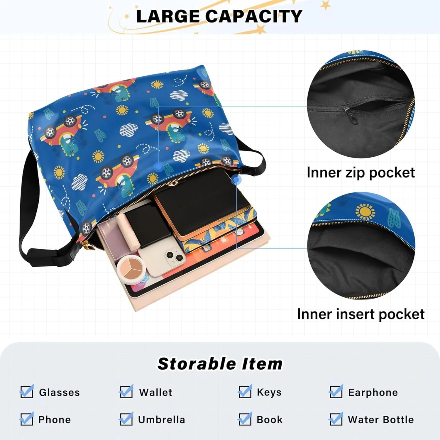 Cute Woodland Animals Christmas Leather Hobo Purses for Women Leather Purse Colorful Animal Print Women Hobo Purse