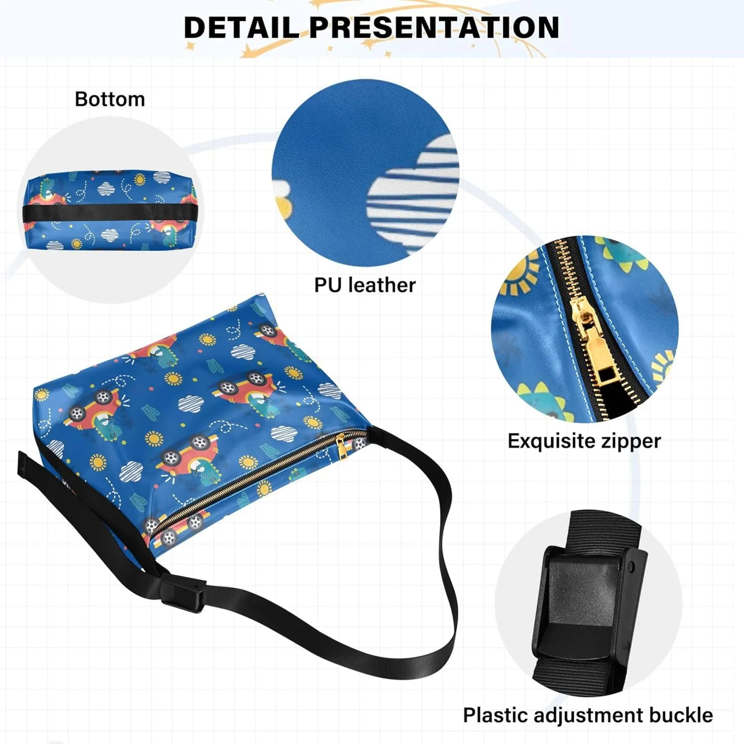 Cute Woodland Animals Christmas Leather Hobo Purses for Women Leather Purse Colorful Animal Print Women Hobo Purse