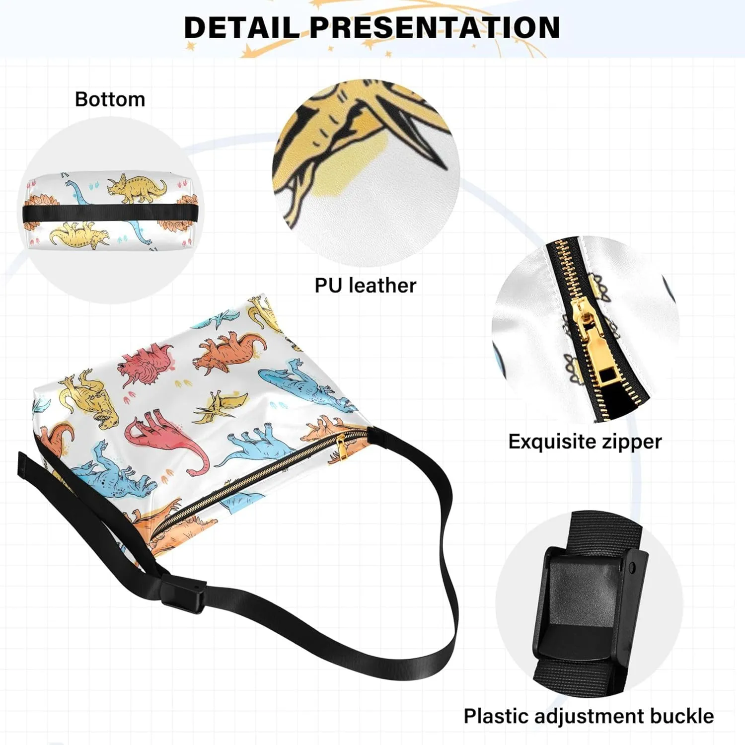 Cute Woodland Animals Christmas Leather Hobo Purses for Women Leather Purse Colorful Animal Print Women Hobo Purse