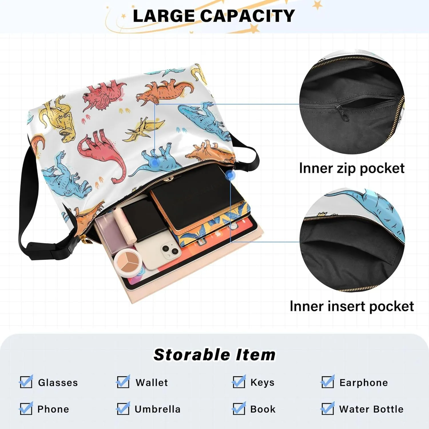 Cute Woodland Animals Christmas Leather Hobo Purses for Women Leather Purse Colorful Animal Print Women Hobo Purse