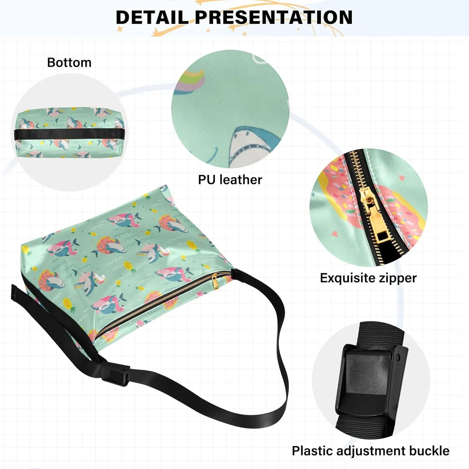 Cute Woodland Animals PU Leather Hobo Purse Women's Large Purse Designer Animal Print Women Purse Hobo Bags
