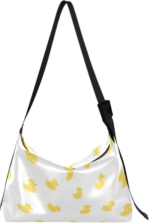 Cute Yellow Duck Ladies Leather Handbags Hobo Large Crossbody Bag Stylish Animal Print Ladies Hobo Handbag