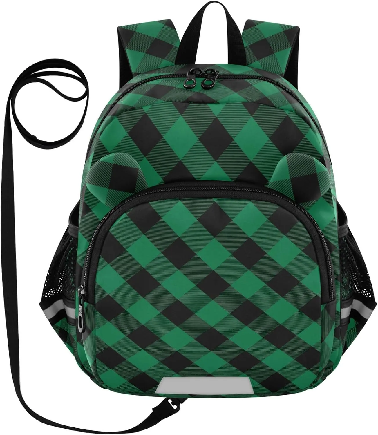 Dark Green and Black Plaid Little Kid Toddler Backpack Baby Boys Girls Kindergarten Pre School Bags Cute Cartoon Backpacks for children