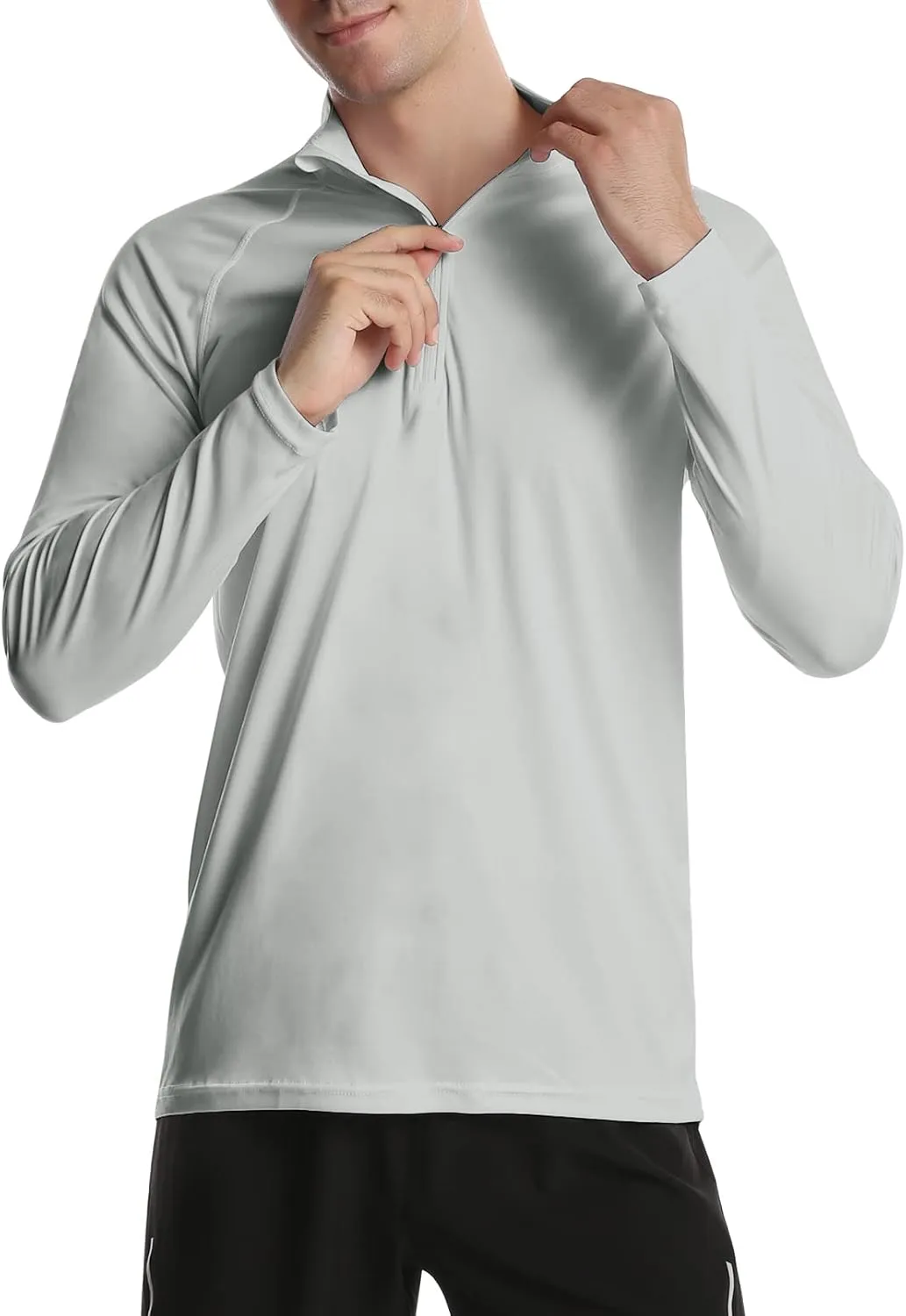 DAYOUNG Mens Zip Pullover UPF 50  Sun Protection Long Sleeve Hiking Fishing Outdoors Performance T-Shirt