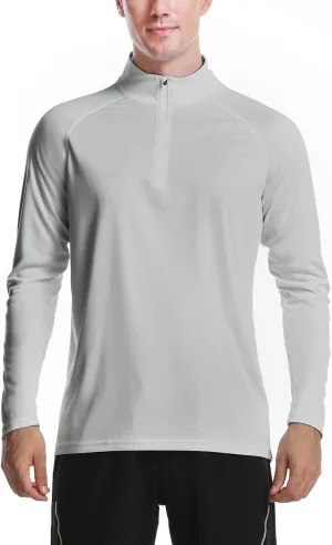 DAYOUNG Mens Zip Pullover UPF 50  Sun Protection Long Sleeve Hiking Fishing Outdoors Performance T-Shirt