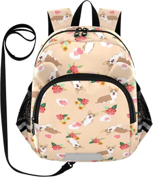 Dogs and Flower Love Little Kid Toddler Backpack Baby Boys Girls Kindergarten Pre School Bags Cute Cartoon Backpacks for children