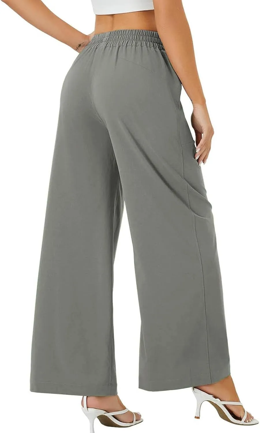 Dressy High Waist Wide Leg for Women Business Work Casual Pants Elegant Loose Fit Solid Straight Leg Trousers