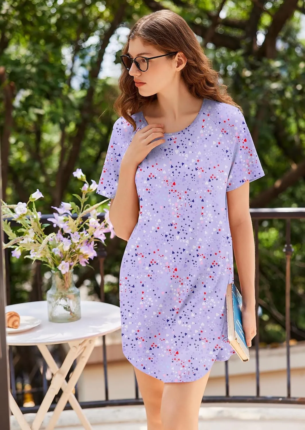 Ekouaer Nightgowns for Women 3 Pack Sleep Shirts Short Sleeve Nightshirt Pullover Nightdress Soft Sleepwear S-XXXL