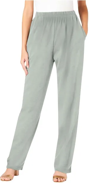 Elastic Waist Pants for Women High Waisted Casual Pants Linen Office Work Stretchy Tapered Lounge with Pockets