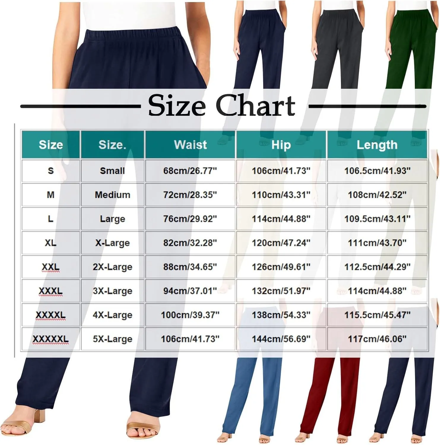 Elastic Waist Pants for Women High Waisted Casual Pants Linen Office Work Stretchy Tapered Lounge with Pockets