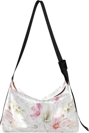 Elegant Flower Watercolor Floral Hobo Leather Bags for Women Leather Purse Men Animal Print Women Shoulder Hobo Bag