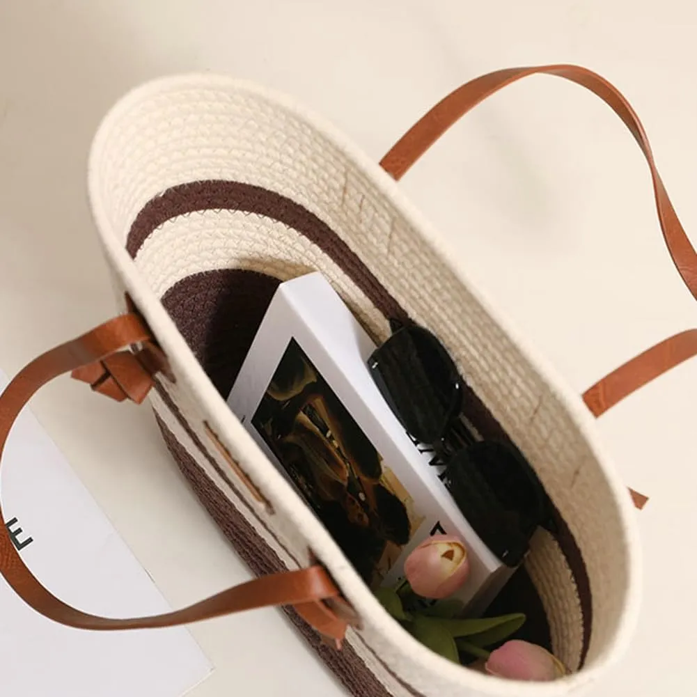 Epsion Summer Tote Bag for Women Chic Beach Shoulder Bag Woven Natural Handbags Hobo Travel Straw Purses 2025