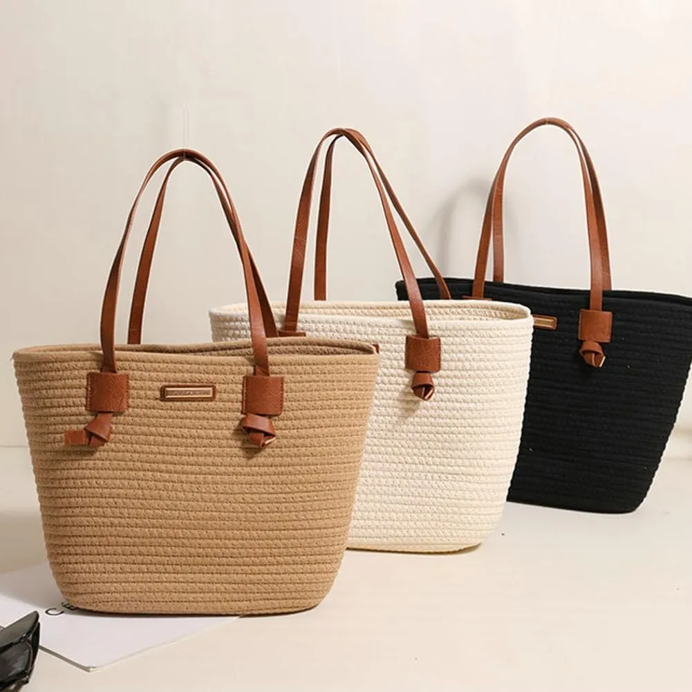 Epsion Summer Tote Bag for Women Chic Beach Shoulder Bag Woven Natural Handbags Hobo Travel Straw Purses 2025