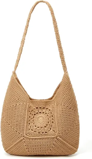 Epsion Women Straw Beach Bag Casual Bucket Tote Summer Woven Handbag Shoulder Bag Shopping Travel 2025