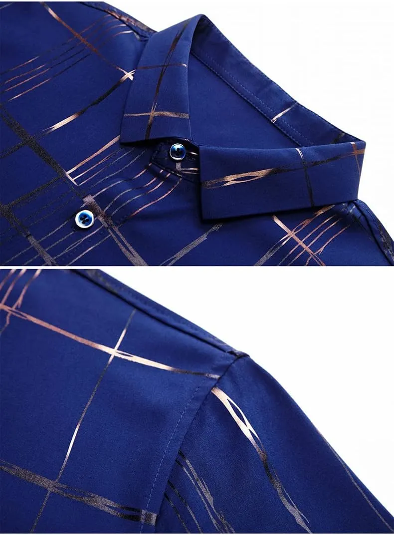 ERFMFKL Men's Striped Oversized Pocket Long Sleeve Shirt Luxury Formal Loungewear Jersey