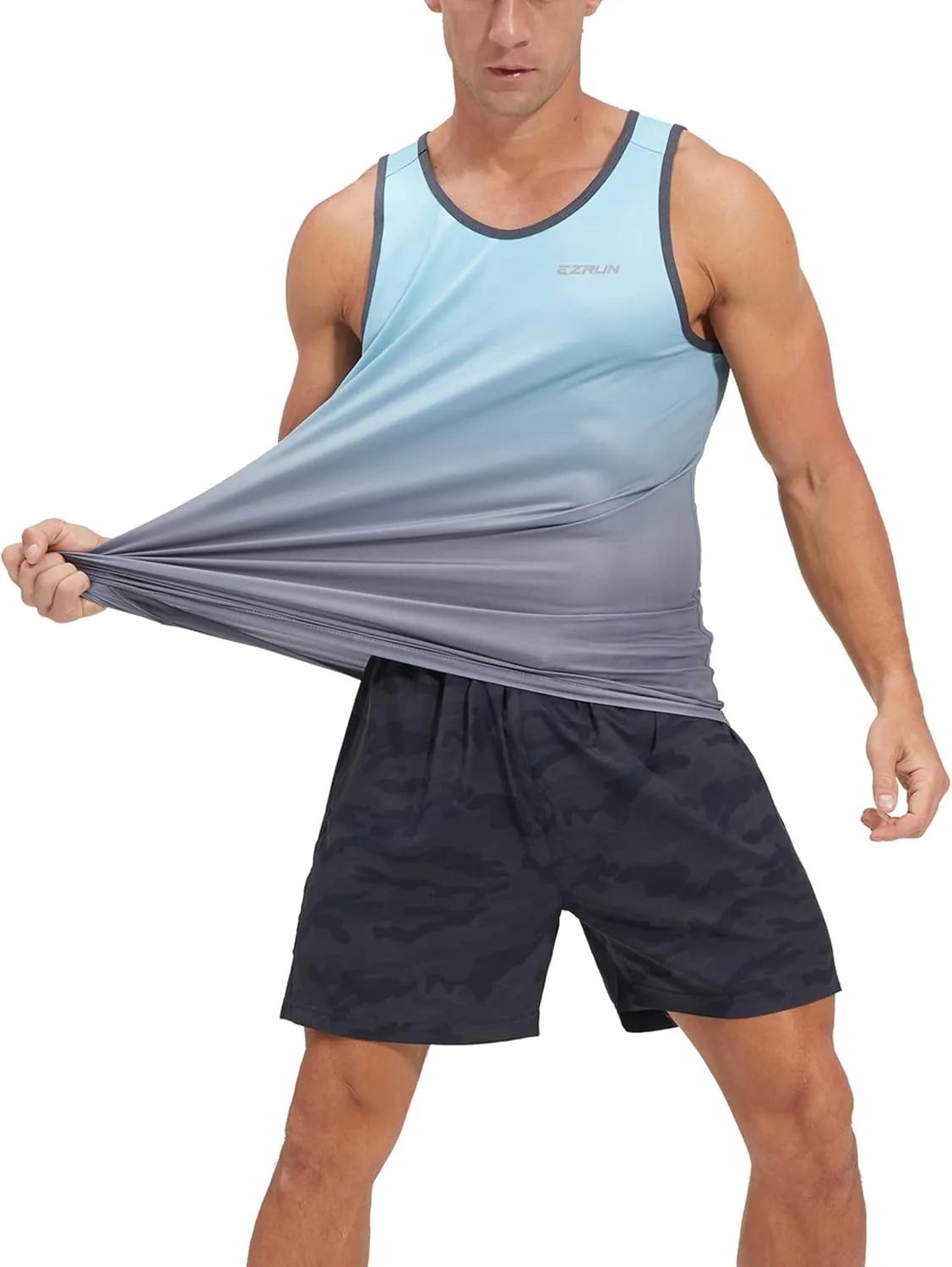 EZRUN Men's Quick Dry Sport Tank Top for Bodybuilding Gym Athletic Jogging Running,Fitness Training Workout Sleeveless Shirts