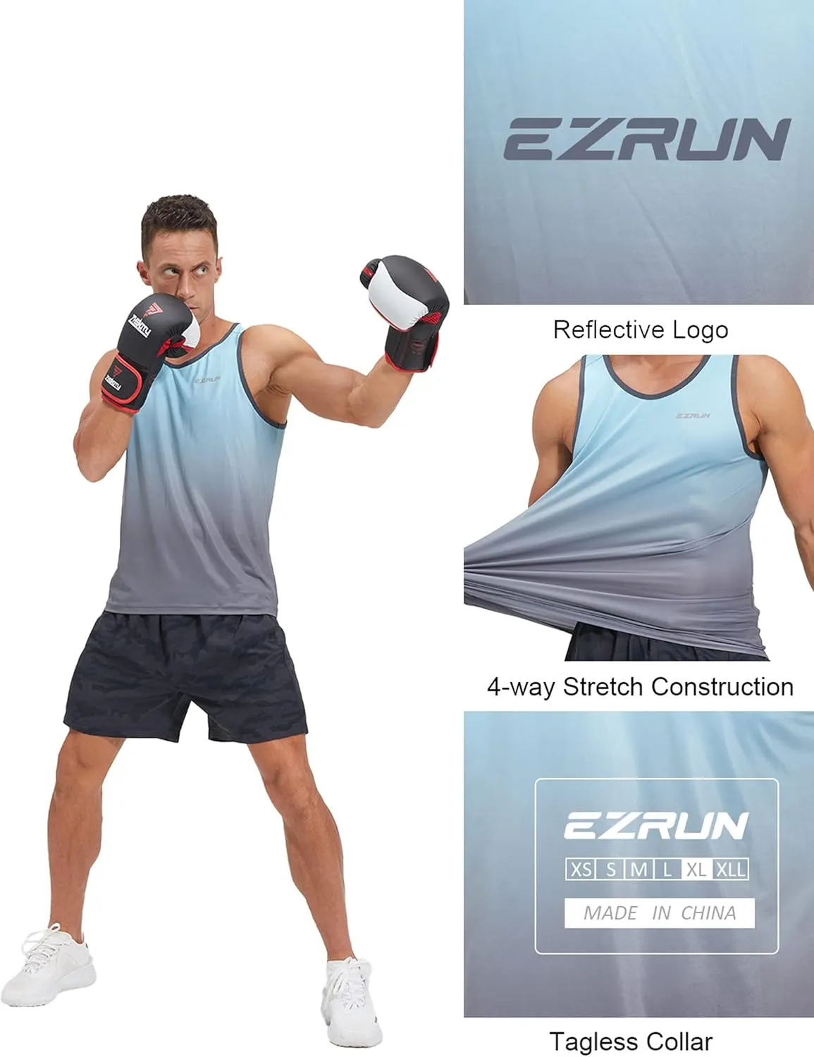 EZRUN Men's Quick Dry Sport Tank Top for Bodybuilding Gym Athletic Jogging Running,Fitness Training Workout Sleeveless Shirts