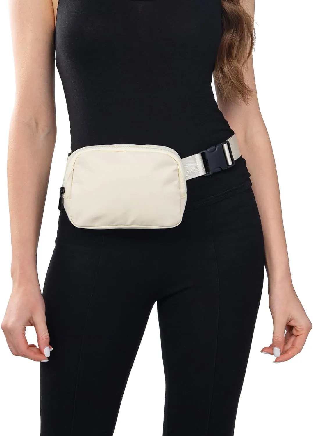 Fanny Belt Pack for Women Crossbody Bag for Sports Adjustable Strap (Beige)