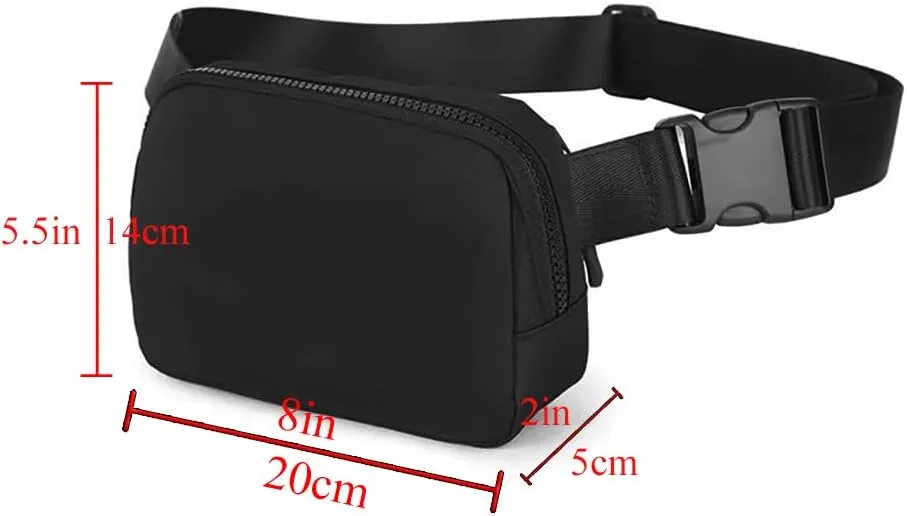 Fanny Belt Pack for Women Crossbody Bag for Sports Adjustable Strap (Black)