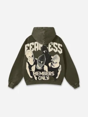 Fearless Graphic Acid Washed Oversized Hoodie