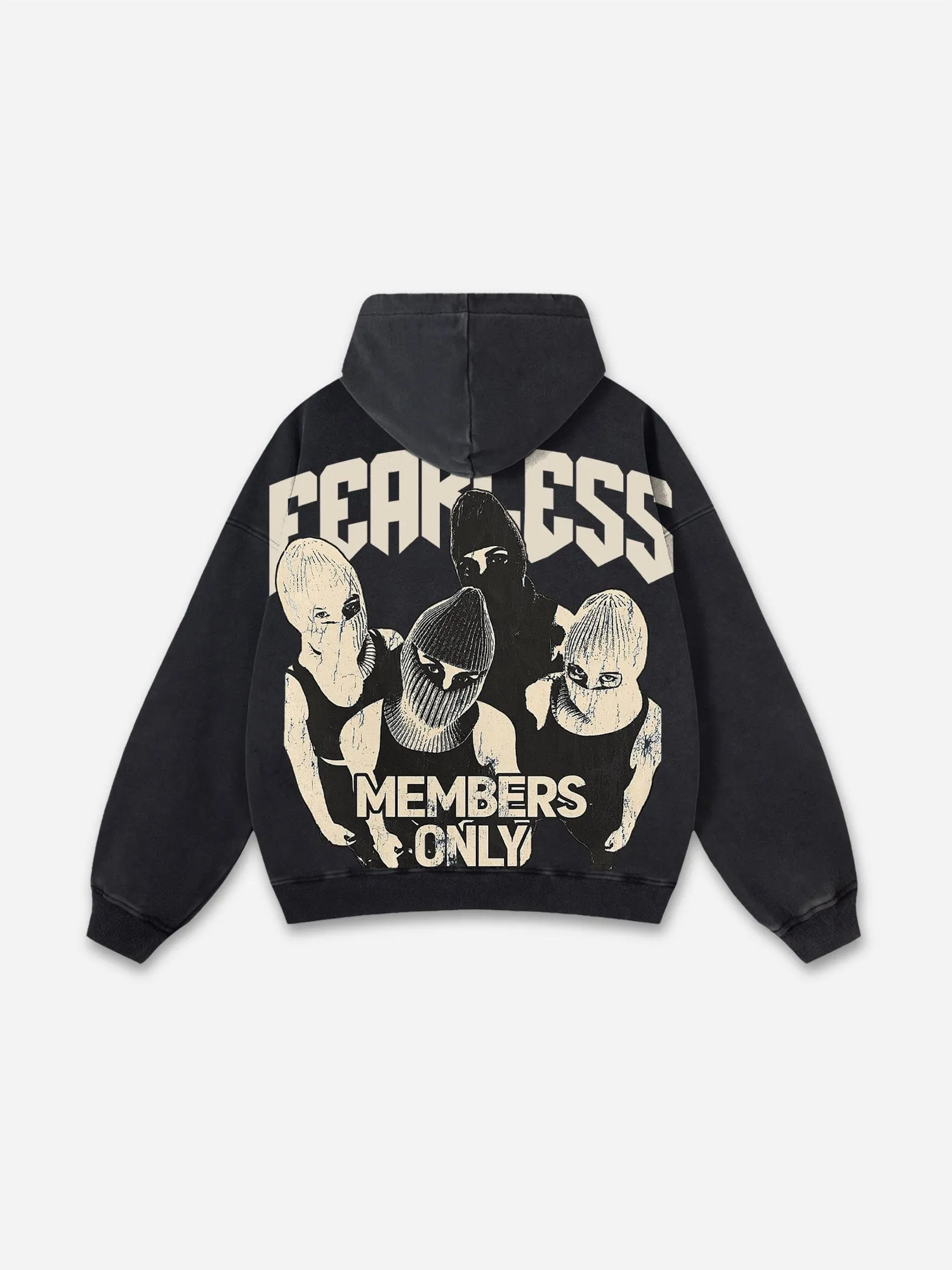 Fearless Graphic Acid Washed Oversized Hoodie