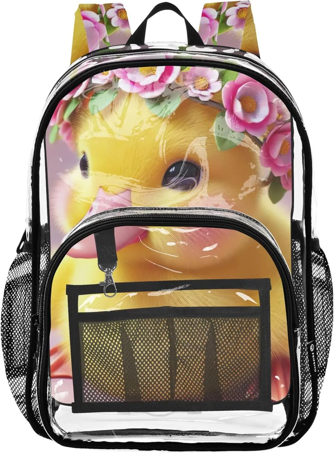 Floral Cute Duck Print Clear Backpack Women Cute Girls Backpack Kids Boys School Clear Plastic Bag Pvc