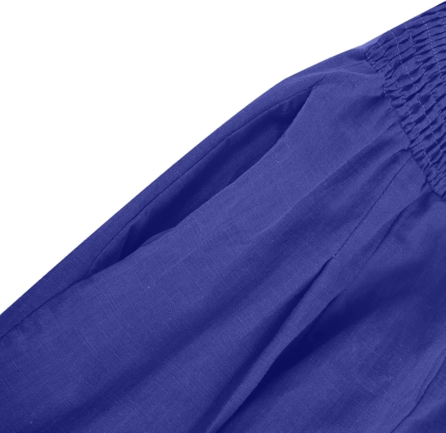 Flowy Linen Beach Pants for Women Wide Leg Pants Loose Baggy Slacks Summer Cotton High Waist Trouser with Pockets