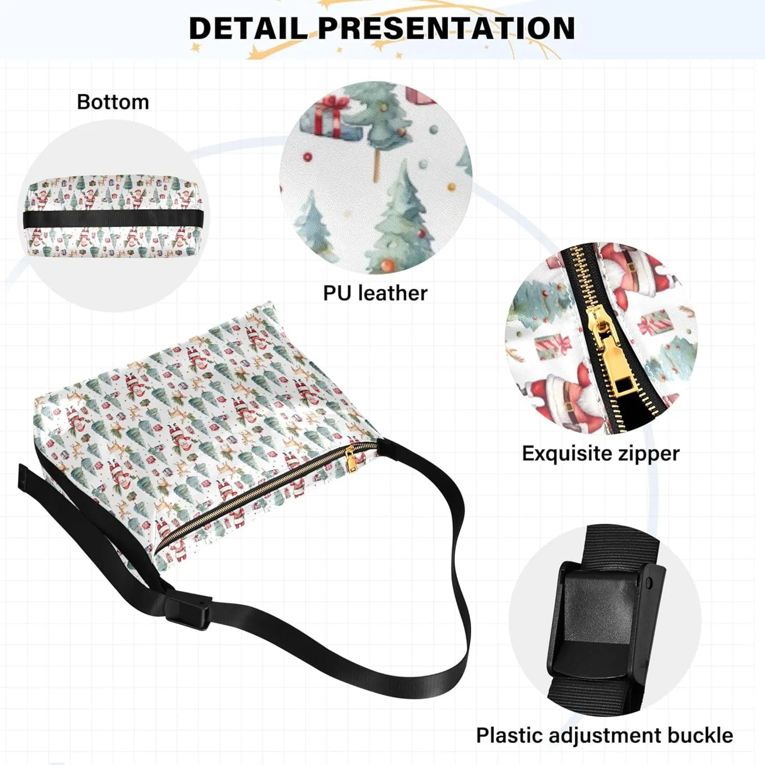 French Bulldog Pattern Hobo Women Handbag Leather Large Crossbody Purses Soft Animal Print Shoulder Handbag Purse