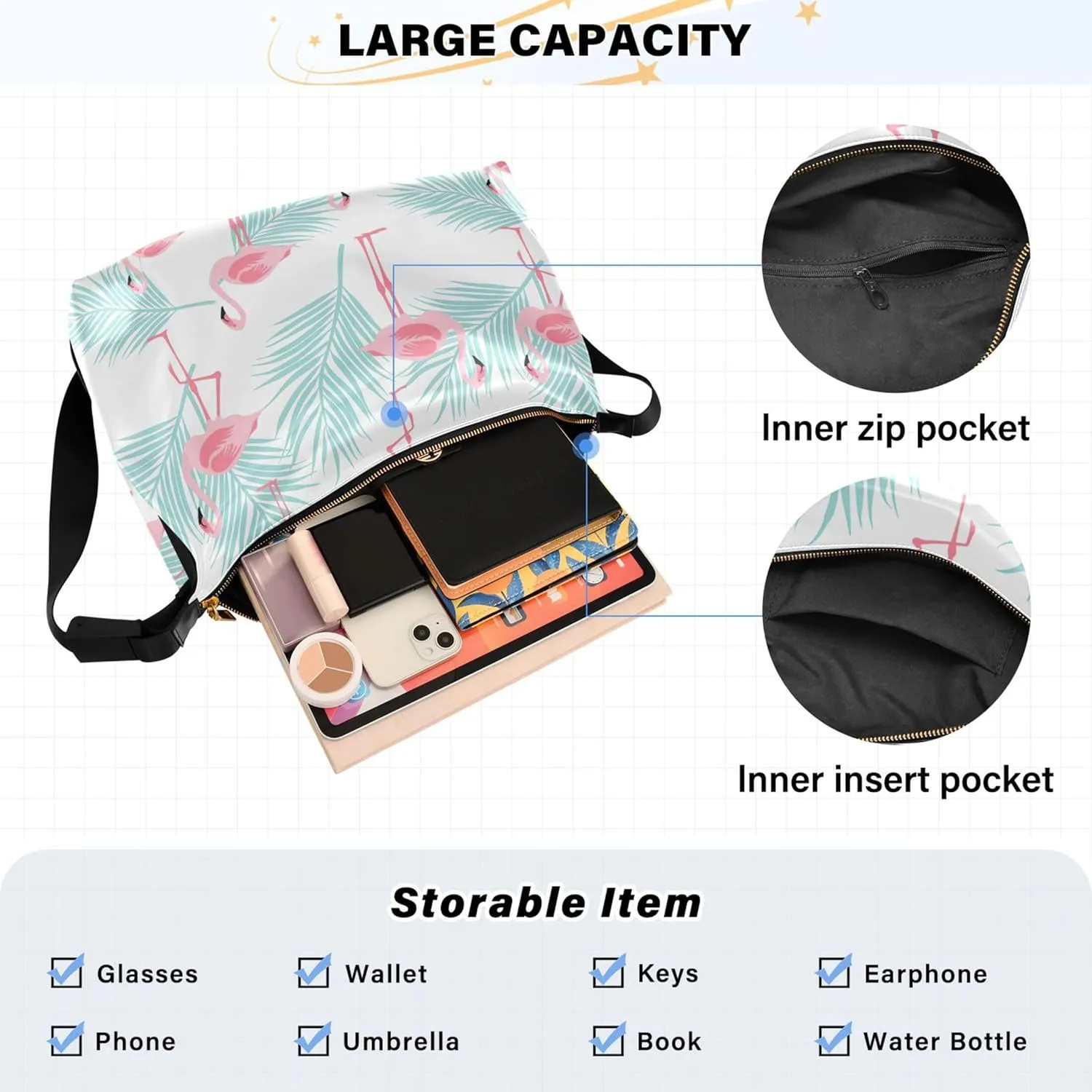 French Bulldog Pattern Hobo Women Handbag Leather Large Crossbody Purses Soft Animal Print Shoulder Handbag Purse