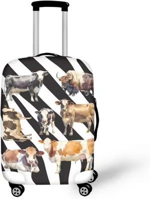 Funny Cattle Pattern Luggage Covers Fits 18-32 Inch Cartoon Zebra Stripes Print Protector Covers Cartoon Cow Suitcase Cover Travel Suitcase Protective Cover -S