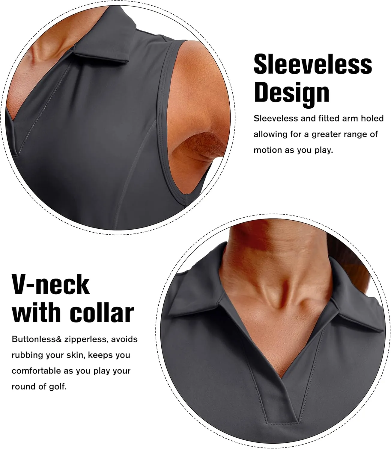 G Gradual Women's Sleeveless Golf Polo Shirts Tennis Quick Dry Collared Tank Tops V-Neck Polos for Women
