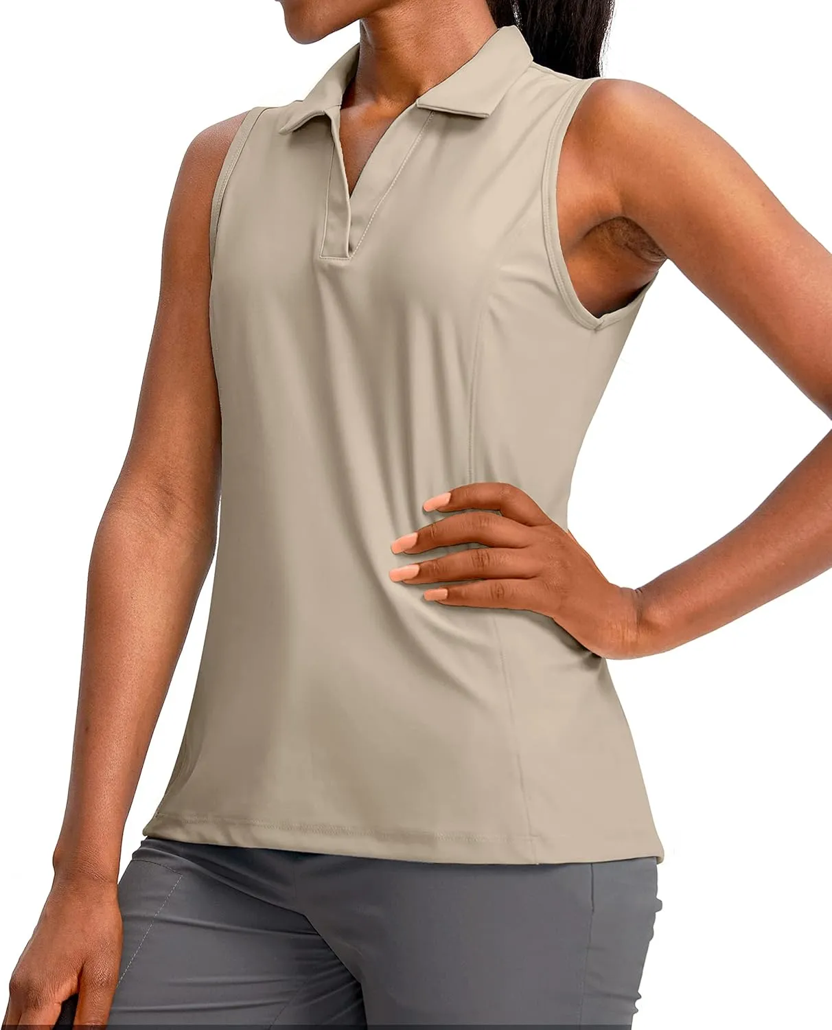 G Gradual Women's Sleeveless Golf Polo Shirts Tennis Quick Dry Collared Tank Tops V-Neck Polos for Women