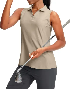 G Gradual Women's Sleeveless Golf Polo Shirts Tennis Quick Dry Collared Tank Tops V-Neck Polos for Women