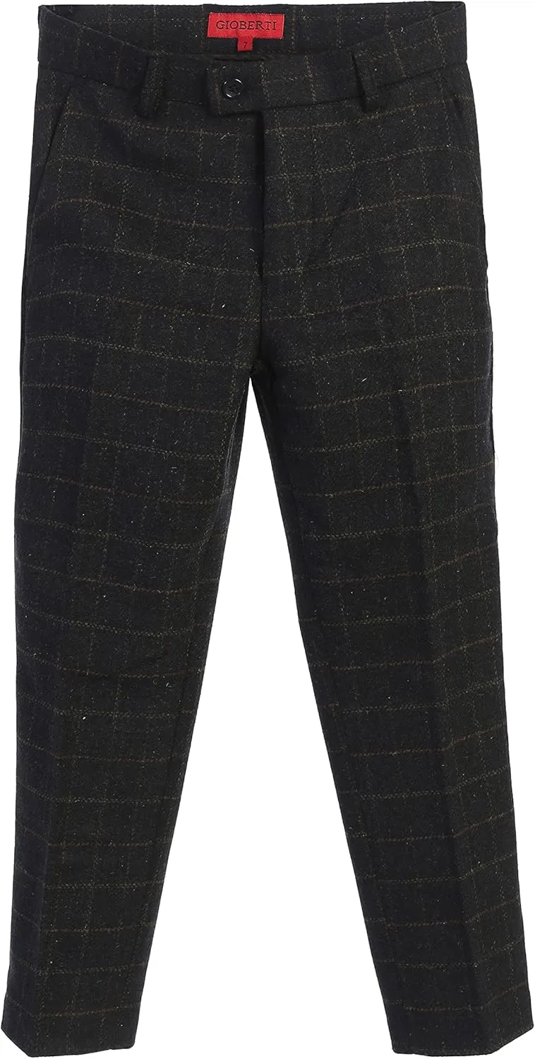 Gioberti Kids and Boys 2 Piece Tweed Plaid Vest and Pants Set