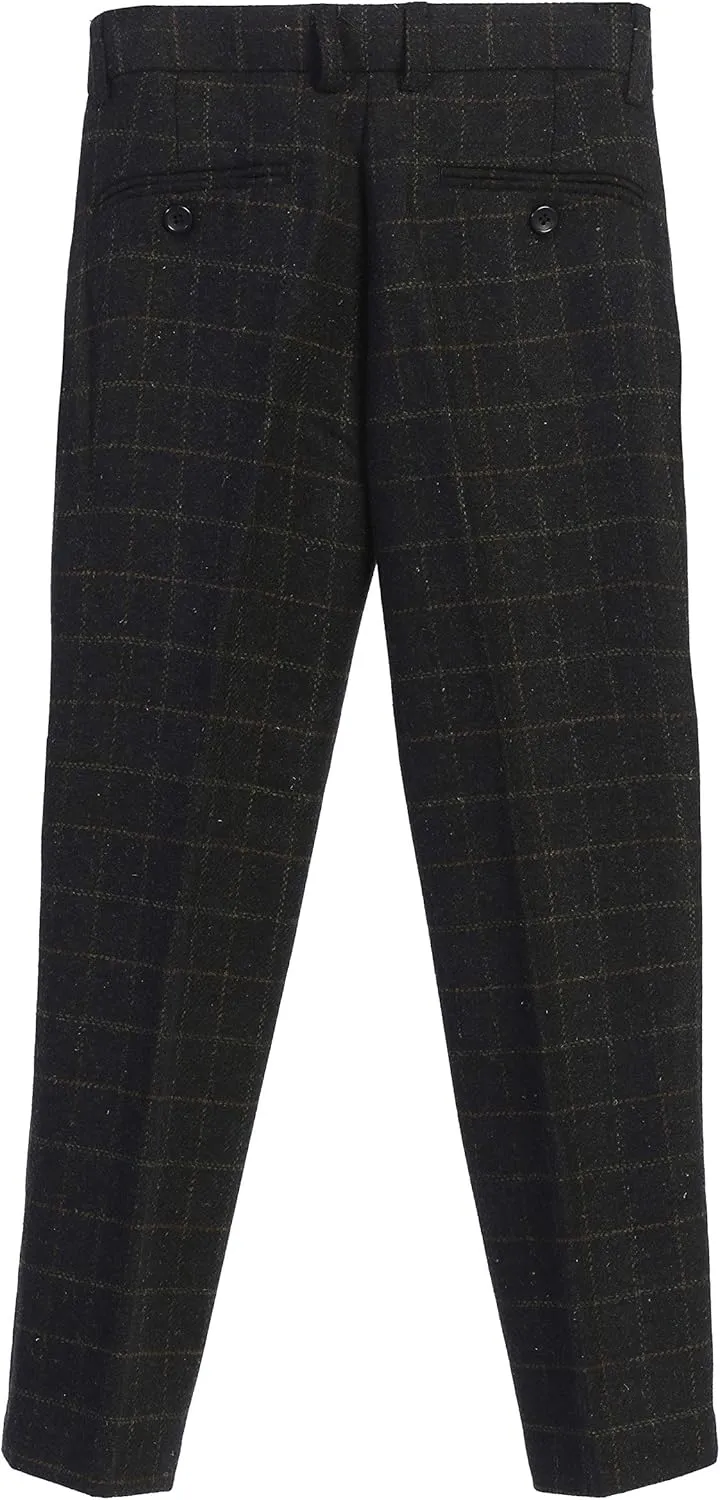 Gioberti Kids and Boys 2 Piece Tweed Plaid Vest and Pants Set