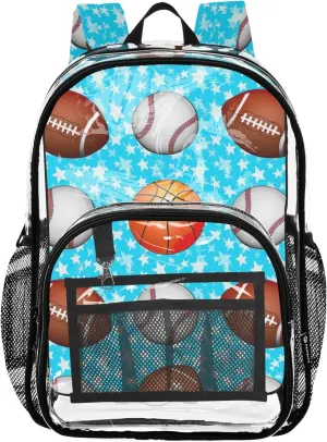 Girls Backpack for Kids Sports Baseball Basketball Balls Clear Bag for Women Travel Pvc School Plastic Bookbag