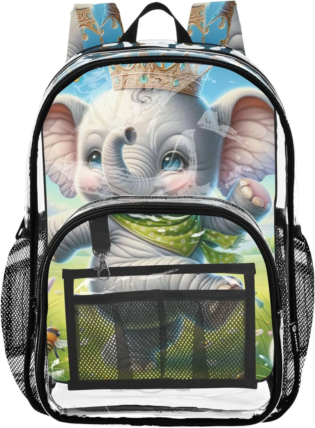 Girls Backpack Kids Boys Cute Elepahnt Sprint Travel Clear Backpack Floral Approved Shoulder Bag