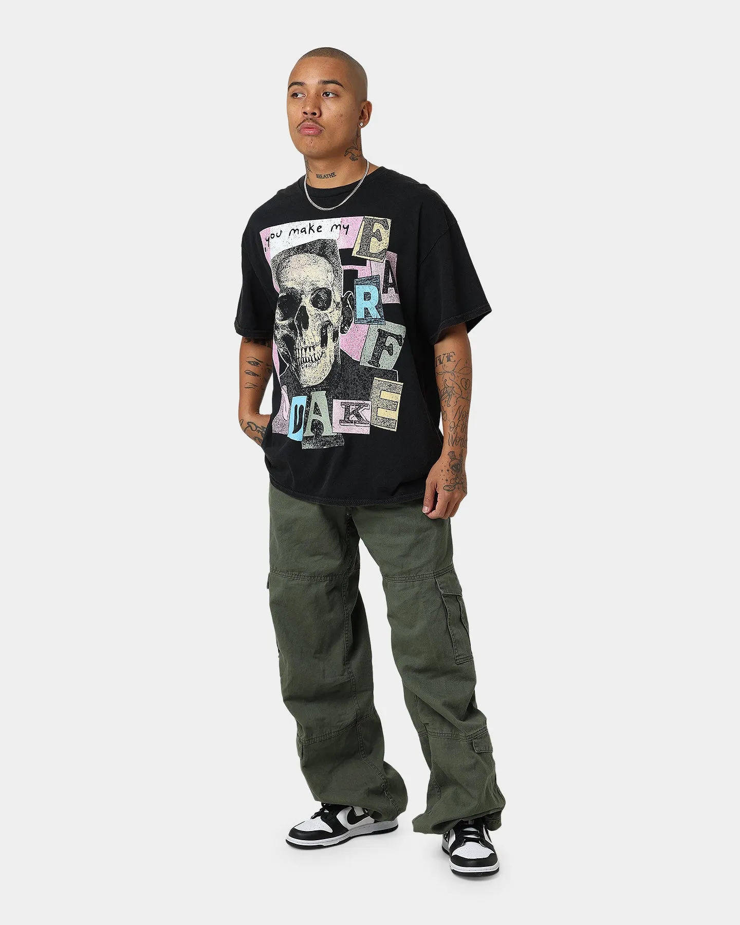 Goat Crew Earfquake Skull Vintage T-Shirt Black Wash