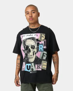 Goat Crew Earfquake Skull Vintage T-Shirt Black Wash
