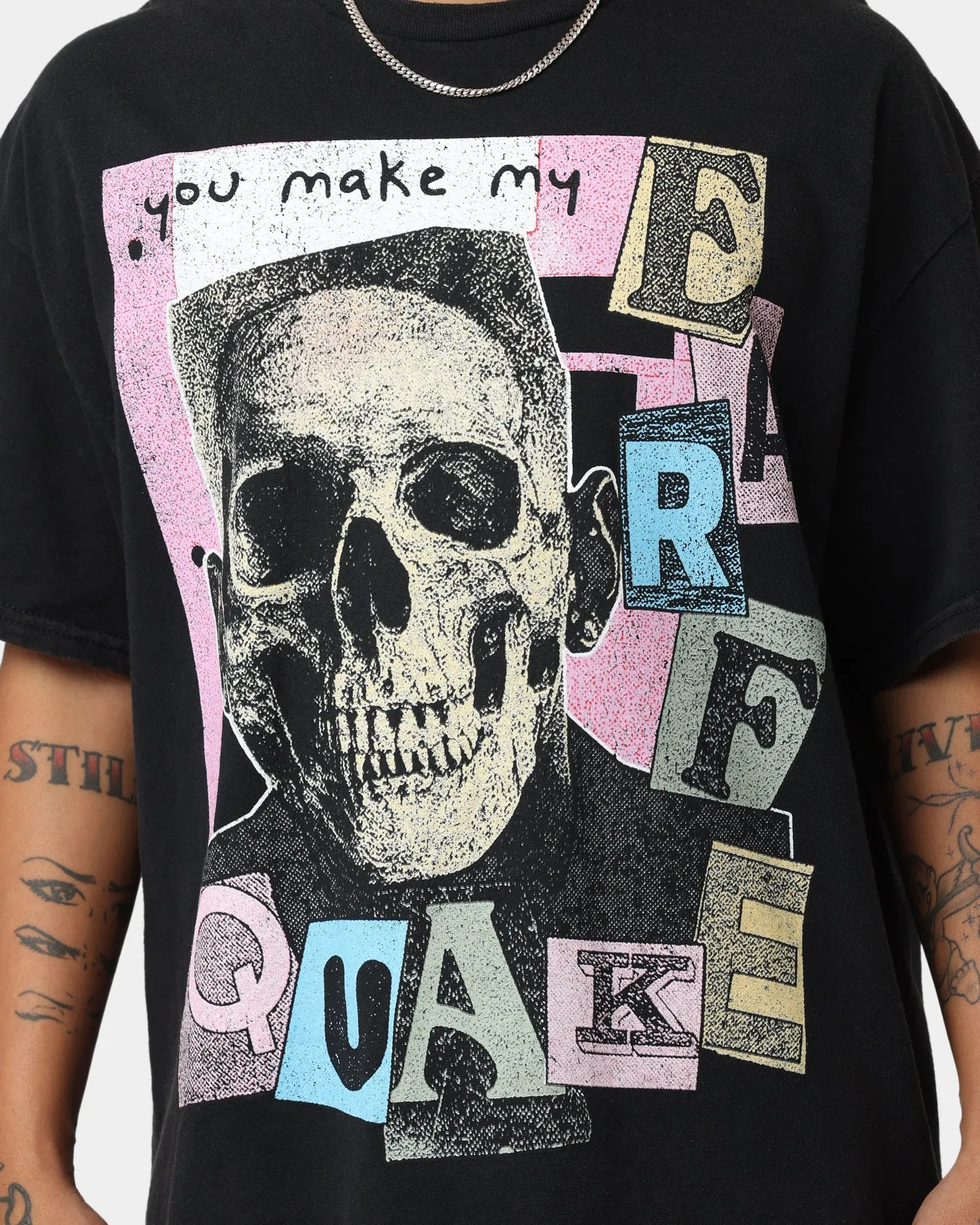 Goat Crew Earfquake Skull Vintage T-Shirt Black Wash